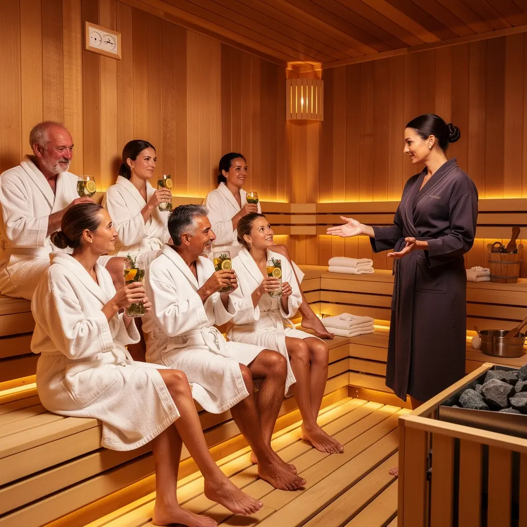 Visitors enjoying a rejuvenating soak in a mineral-rich thermal pool, showcasing the healing properties of the springs.